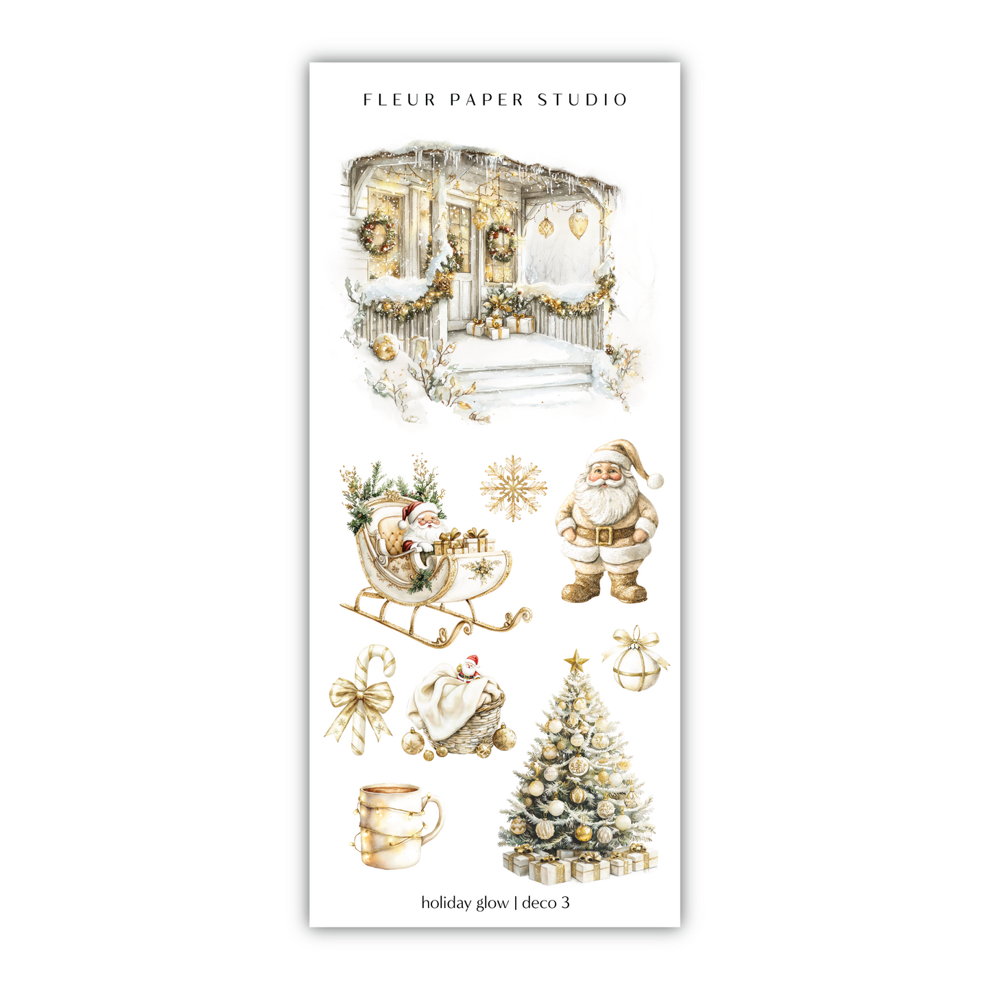 a christmas sticker sheet with santa and his sleigh