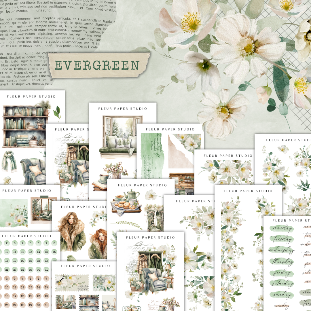 a collage of flowers, books, and other items