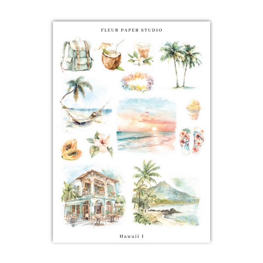 a poster of a beach scene with palm trees