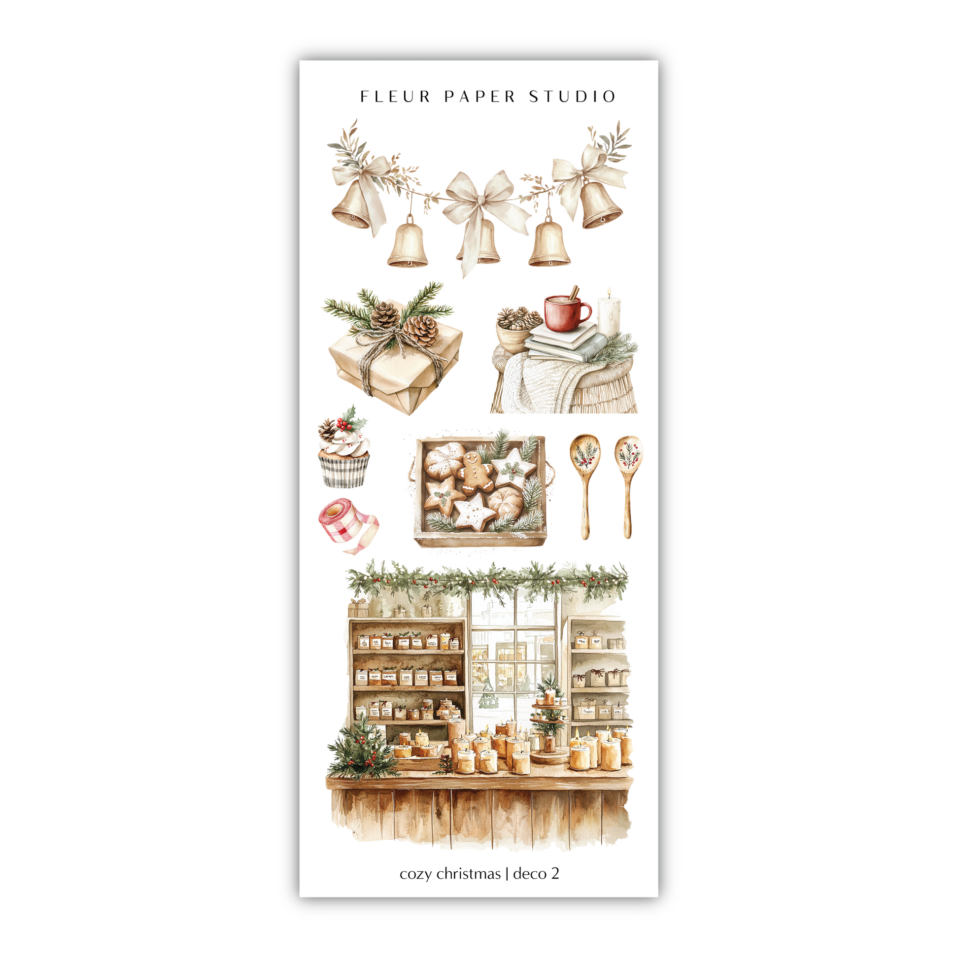 a sticker sheet with christmas decorations and bells