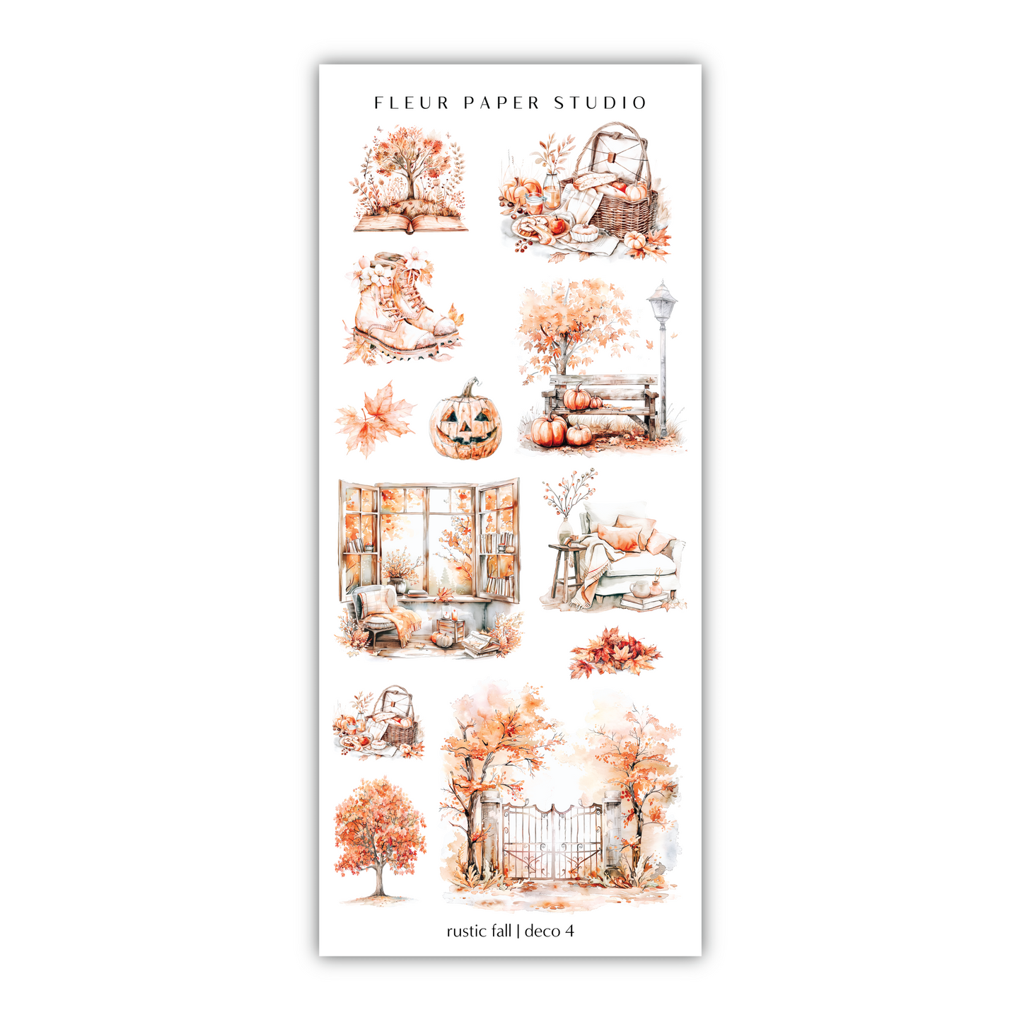 a sticker sheet with a picture of a house and trees