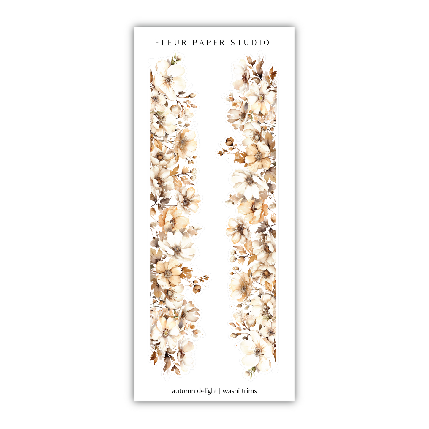 a white bookmark with flowers on it