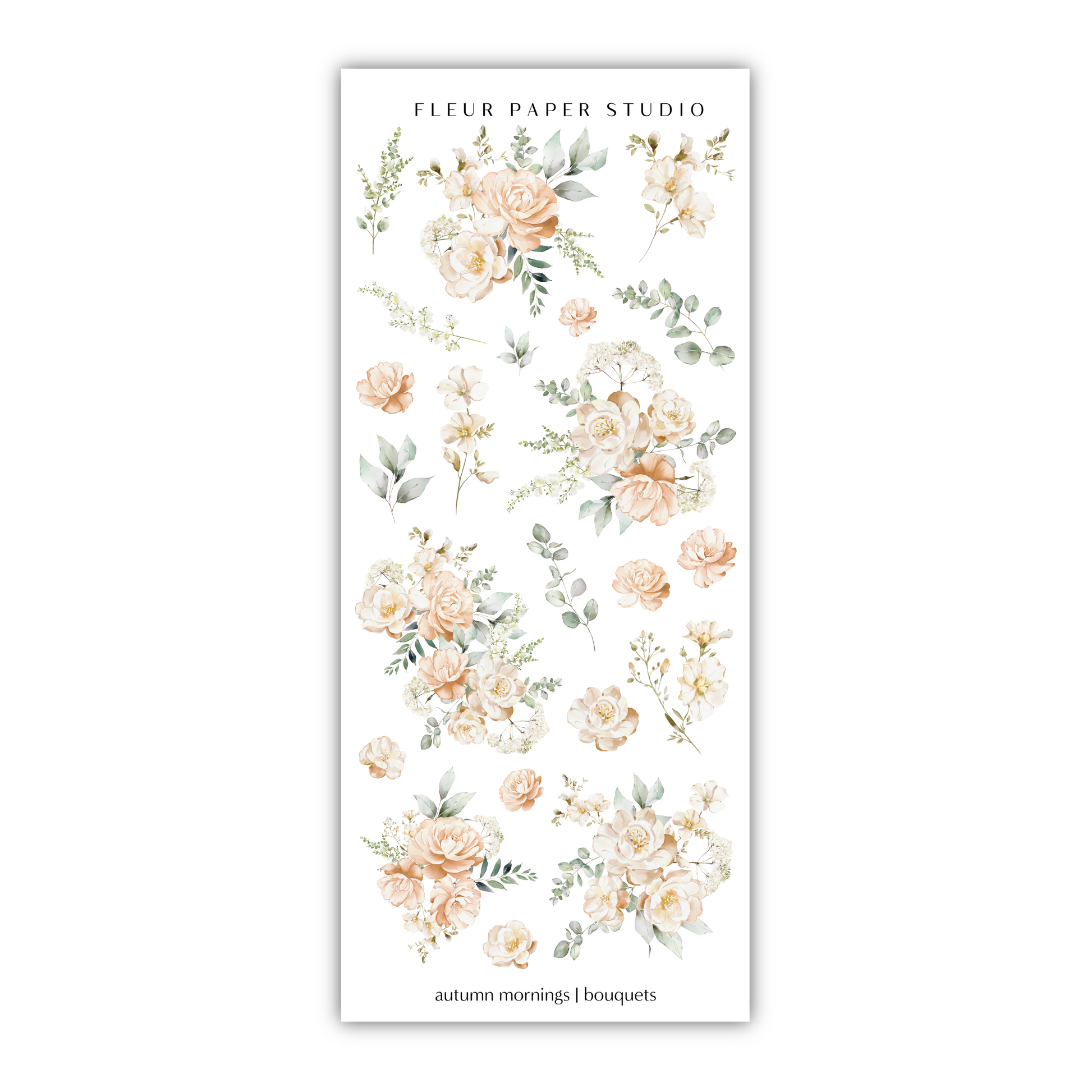 a sticker of flowers and leaves on a white background