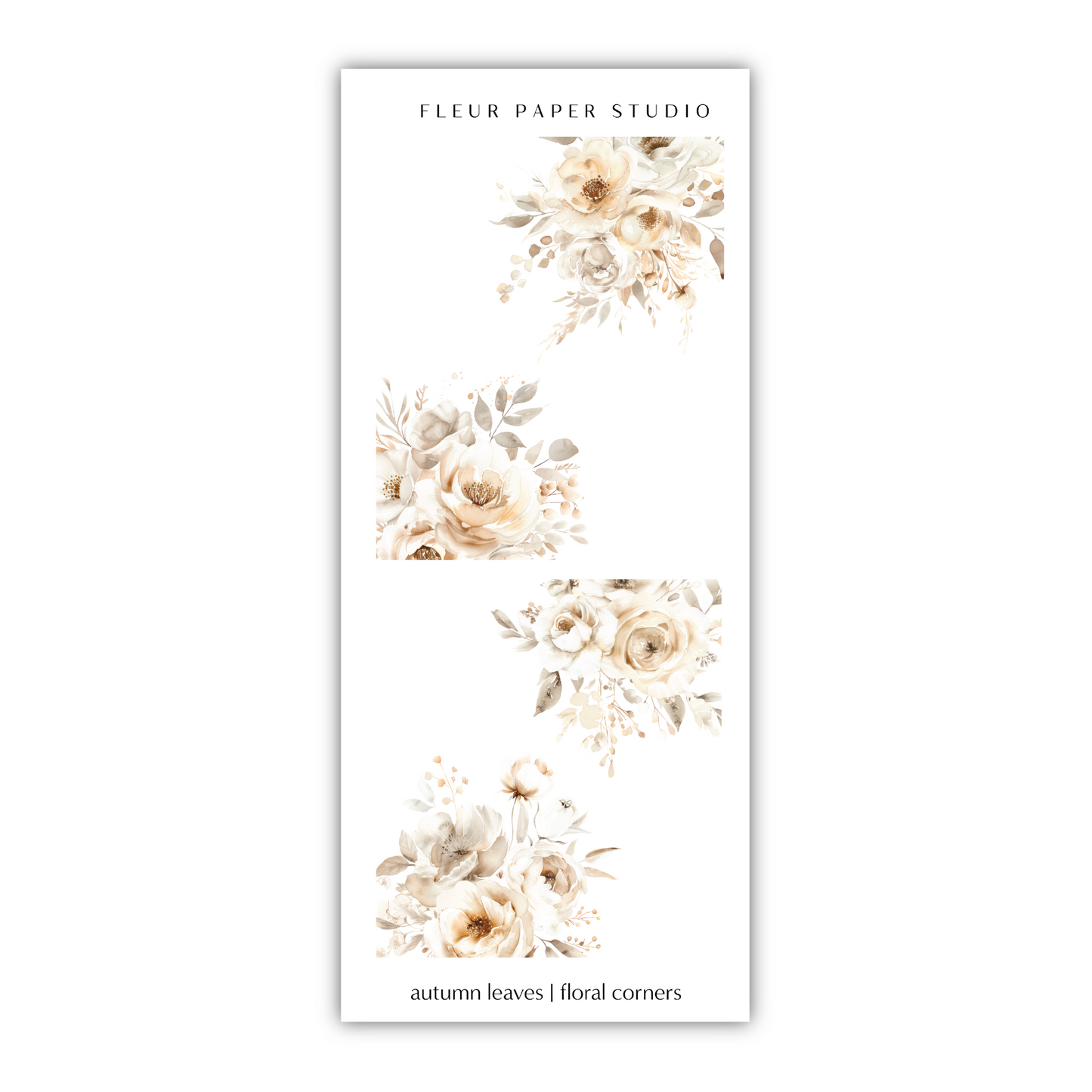 a white bookmark with flowers on it