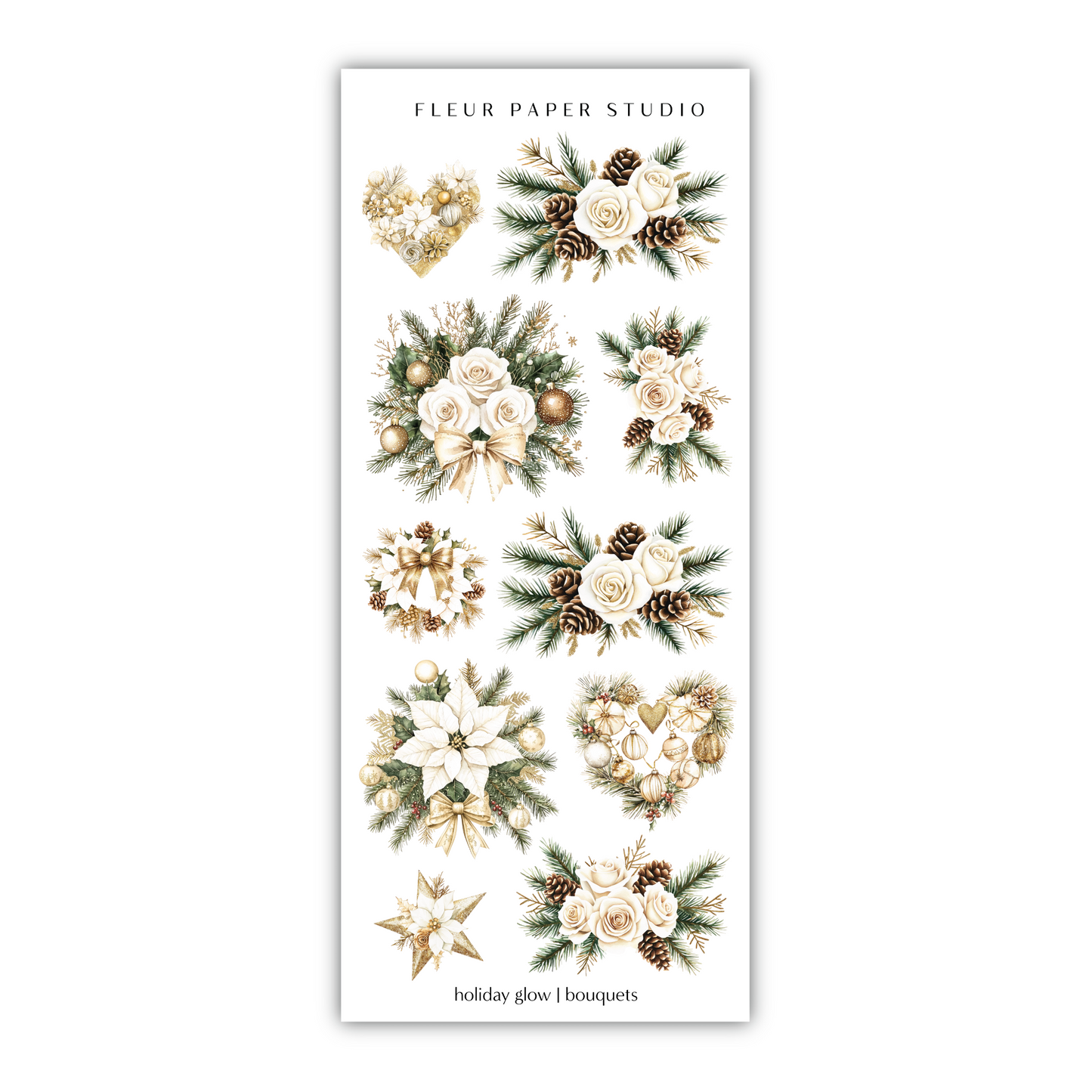 a sticker of flowers and pine cones