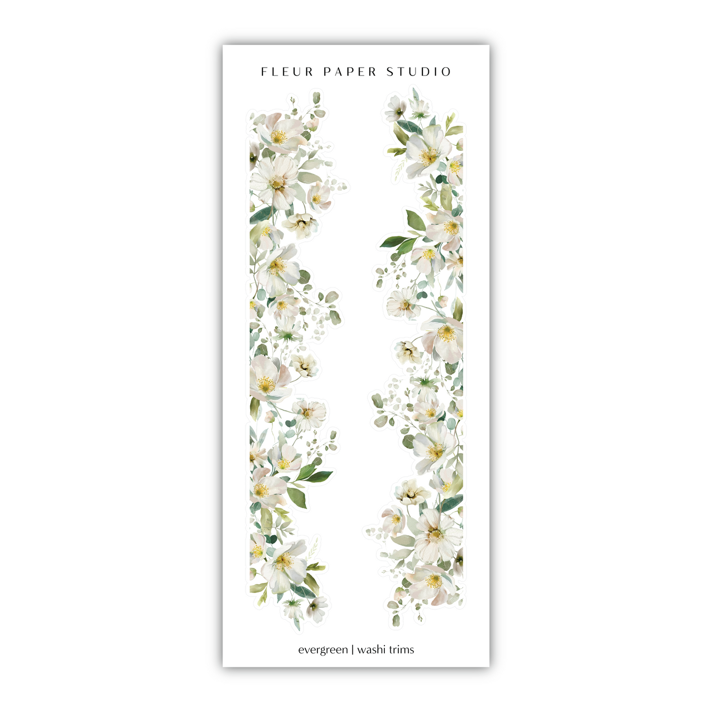 a white bookmark with flowers and leaves on it