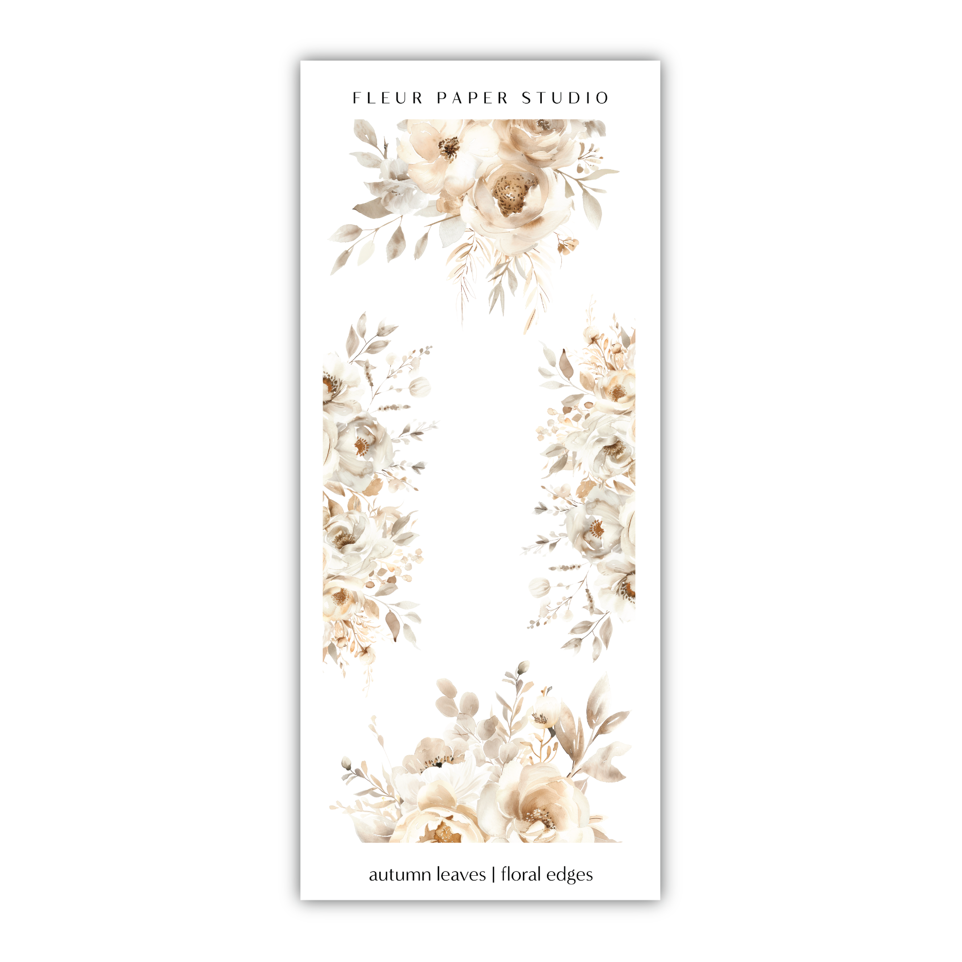 a white and brown floral sticker on a white background