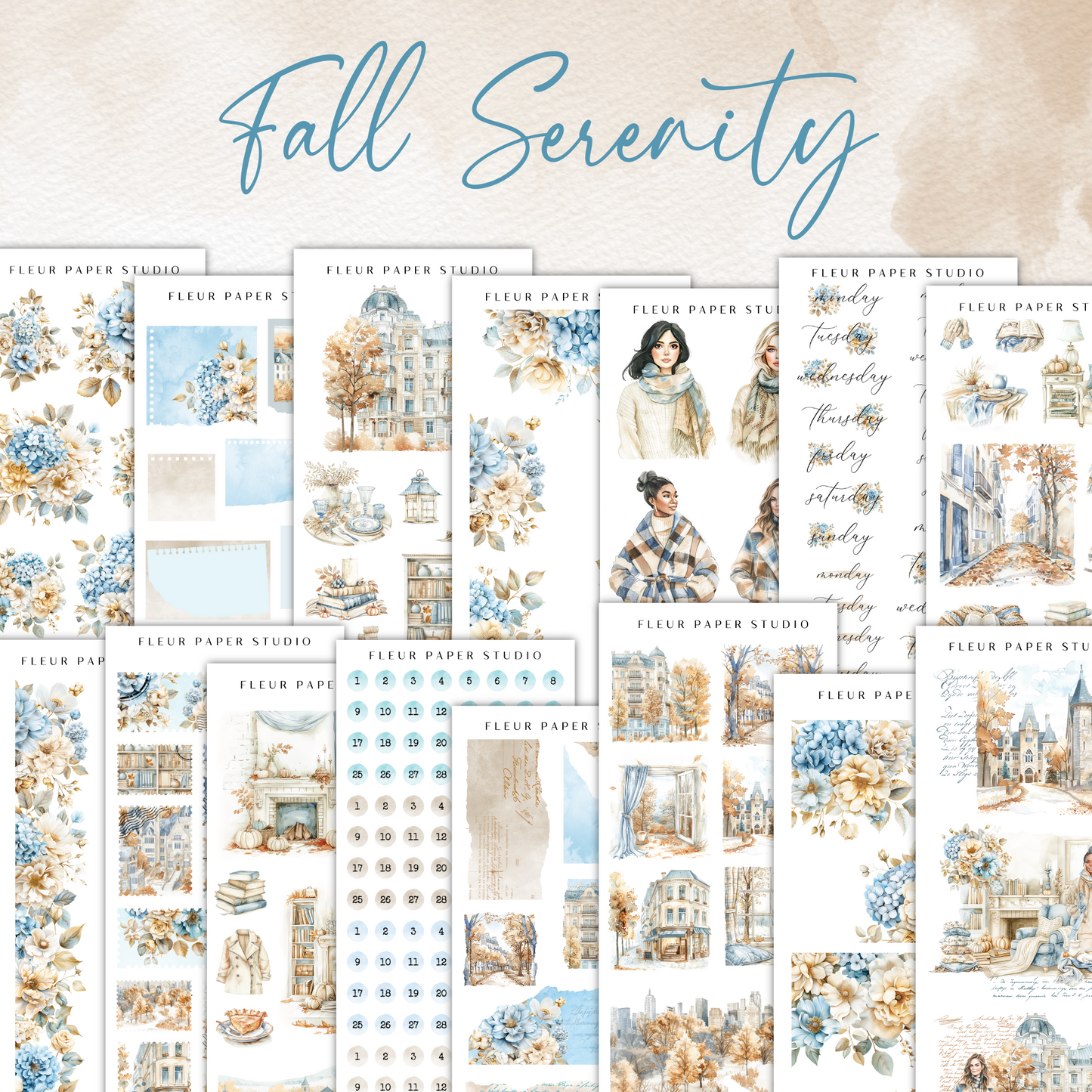 a large collection of fall serenity stickers