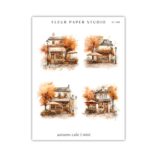 a set of four watercolor paintings of a house