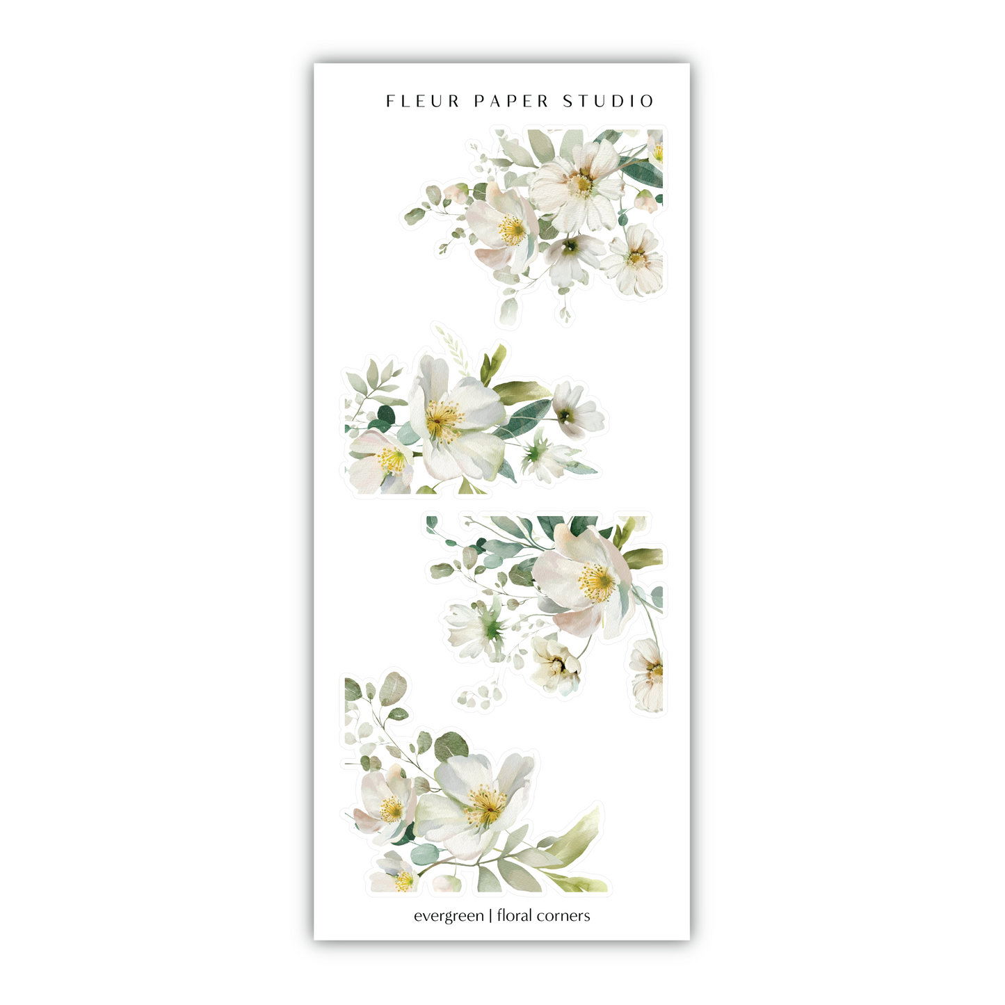 a white bookmark with flowers and leaves on it