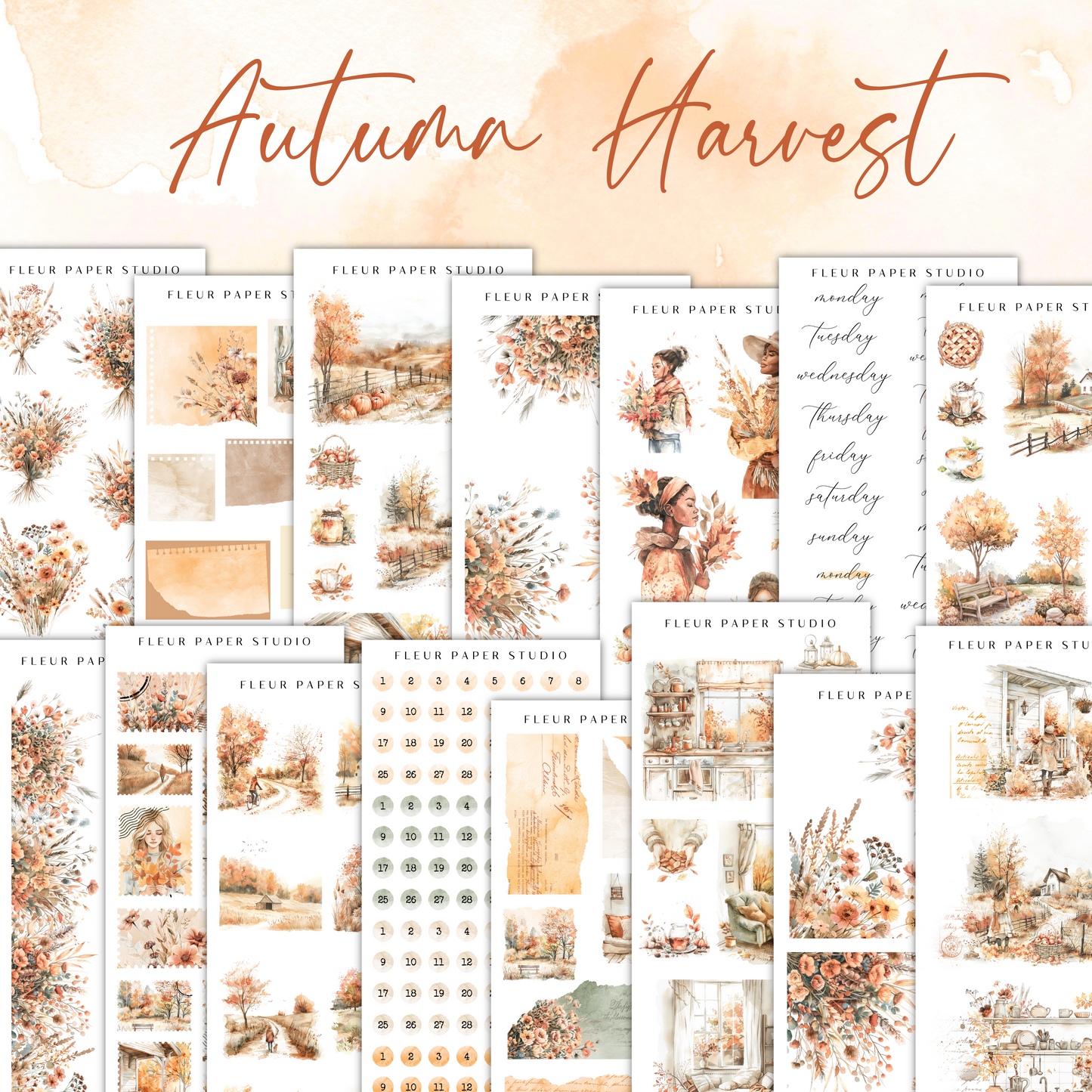 a large collection of autumn harvest digital papers