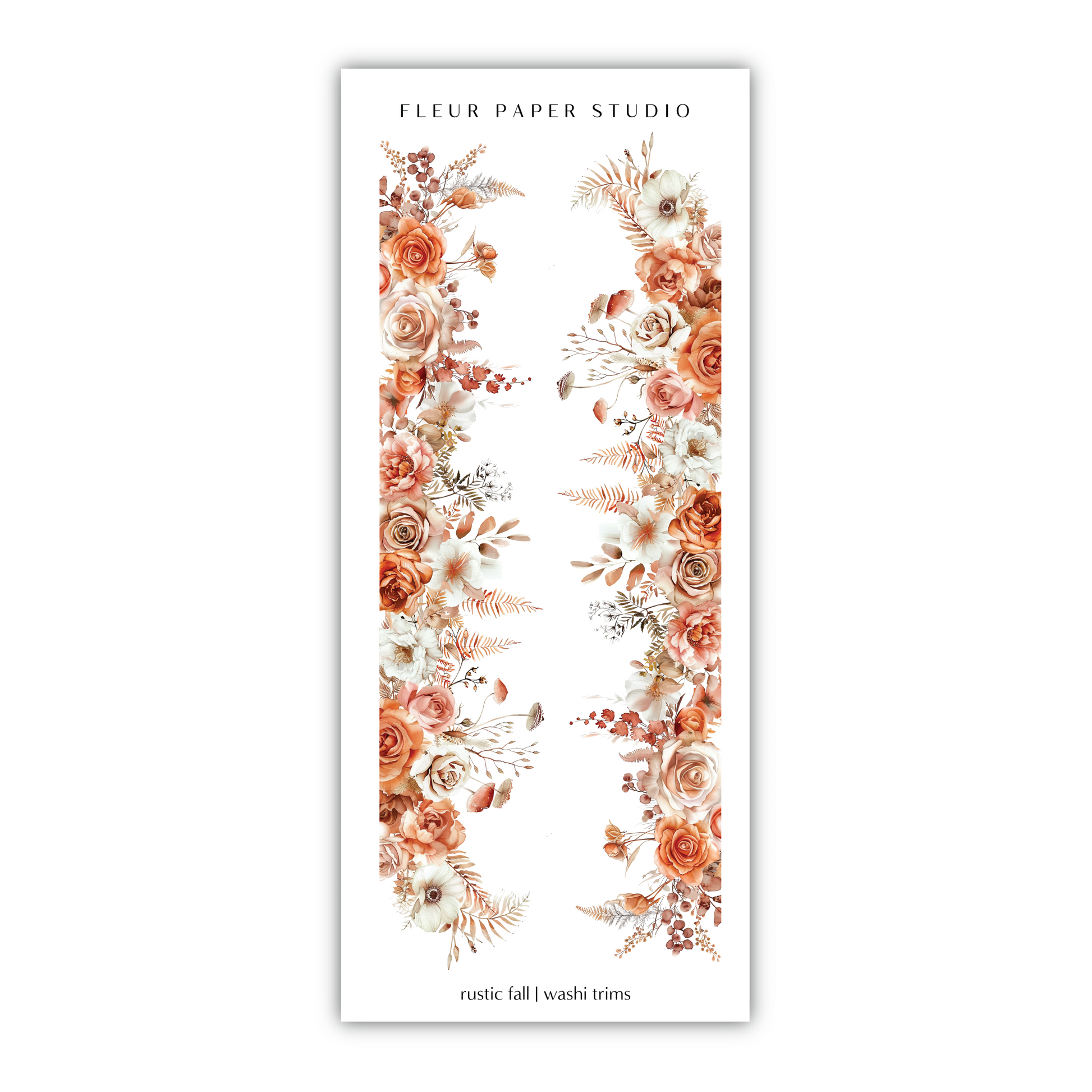 a white bookmark with flowers and leaves on it