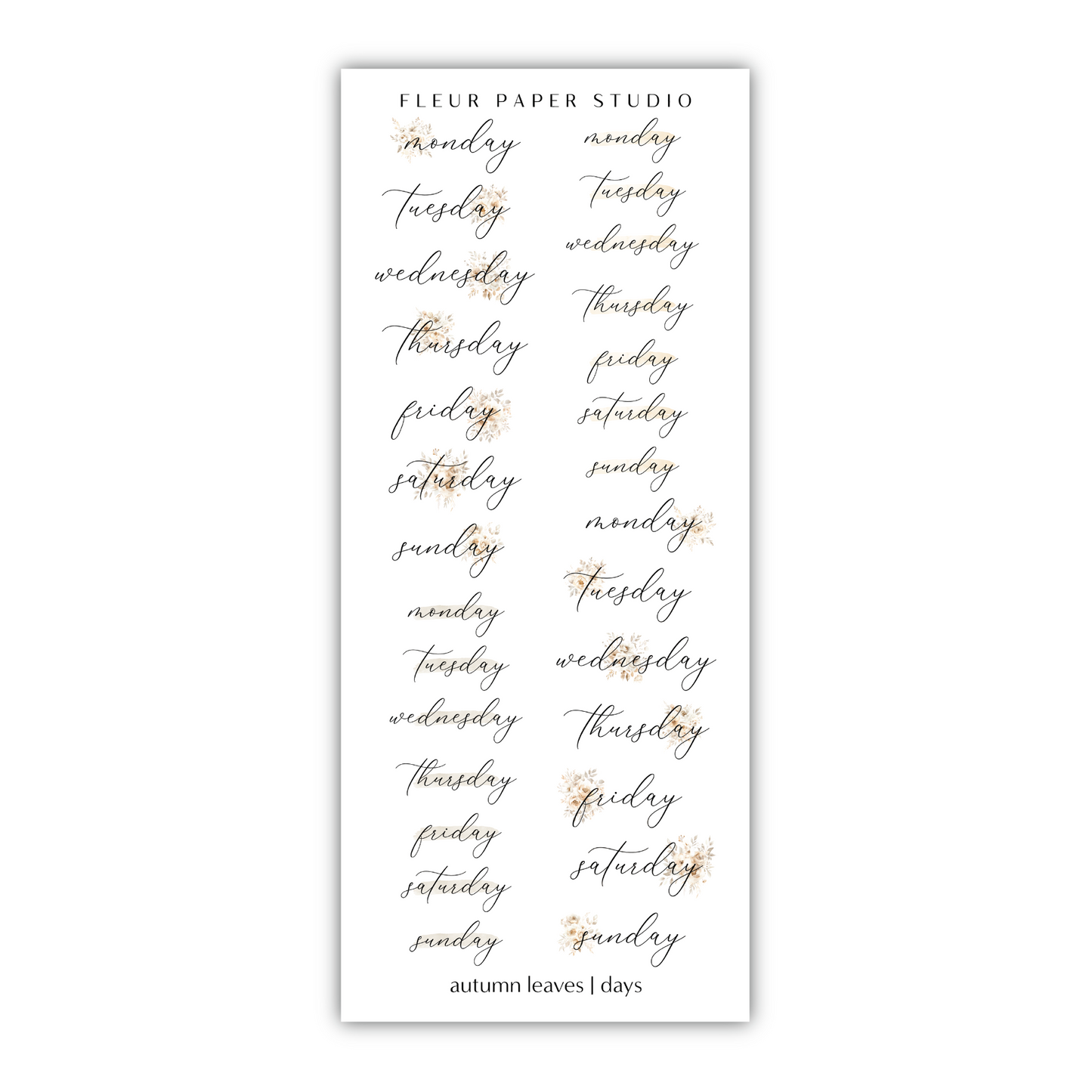 a white and gold planner sticker with gold foil lettering