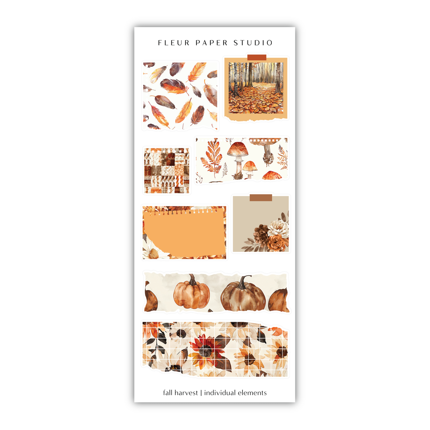 a sticker sheet of fall leaves and pumpkins