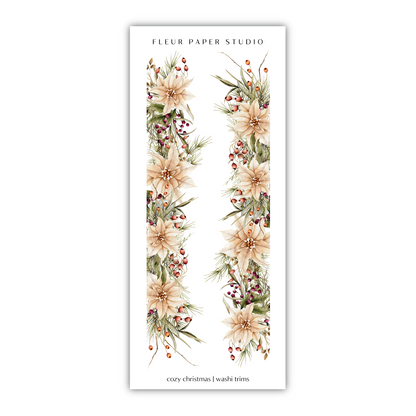 a white bookmark with flowers and berries on it